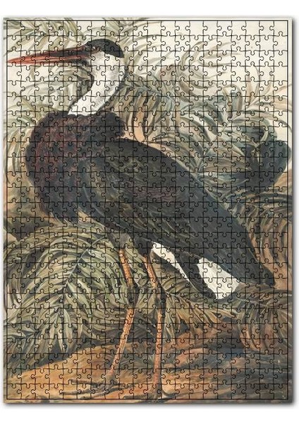 Yapraklar Önündeki Turna Kuşu 1000 Parça Puzzle Yapboz Mdf (Ahşap)