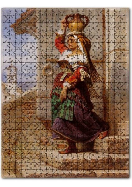 Su Taşıyan Çingene Yağlıboya 120 Parça Puzzle Yapboz Mdf (Ahşap)