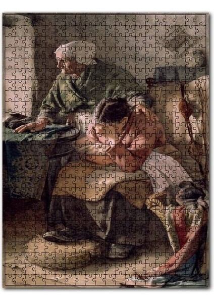 Ihtiyar ve Hasta Kızı Yağlıboya 255 Parça Puzzle Yapboz Mdf (Ahşap)
