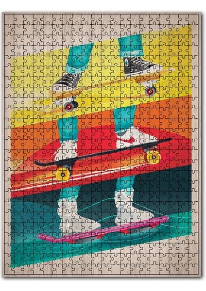 Geleceğe Dönüş Kaykayları Şekilli Görsel 120 Parça Puzzle Yapboz Mdf (Ahşap)