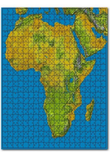 Afrika Coğrafi Haritası 1000 Parça Puzzle Yapboz Mdf (Ahşap)
