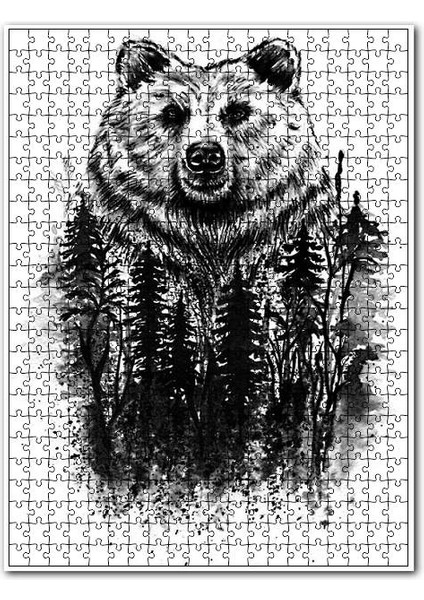 Siyah Ayı Ormanda Gezinti 120 Parça Puzzle Yapboz Mdf (Ahşap)