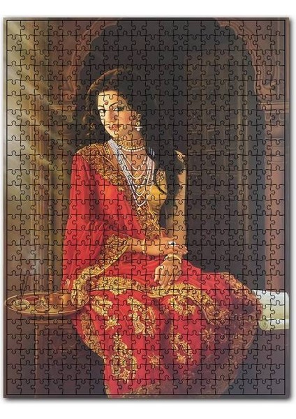 Eski Ünlü Hint Kadın Görseli 120 Parça Puzzle Yapboz Mdf (Ahşap)