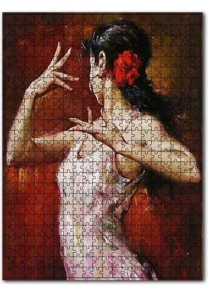 Beyaz Askılı Elbiseli Dansçı 120 Parça Puzzle Yapboz Mdf (Ahşap)