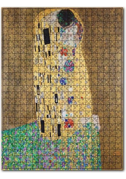 Gustav Klimt Öpücük Tablosu 120 Parça Puzzle Yapboz Mdf (Ahşap)