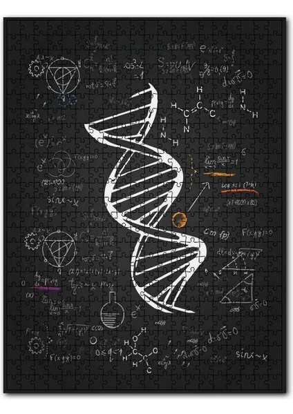 Dna Sarmalı Matematiksel Formüller Geometrik Şekiller 120 Parça Puzzle Yapboz Mdf (Ahşap)