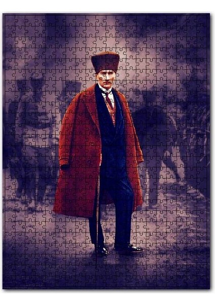 Siyah Beyaz Cephede Renkli Atatürk 120 Parça Puzzle Yapboz Mdf (Ahşap)