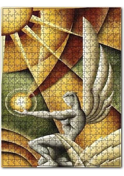 Sürrealist Şekiller ve Kanatlı Melek 120 Parça Puzzle Yapboz Mdf (Ahşap)