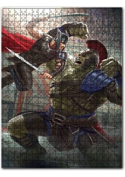 Hulk ve Thor Gladyatör Savaşı 120 Parça Puzzle Yapboz Mdf (Ahşap)