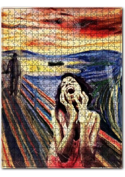 Yağlı Boya Resmi Ayrılık ve Kadın Çığlığı Görseli 120 Parça Puzzle Yapboz Mdf (Ahşap)
