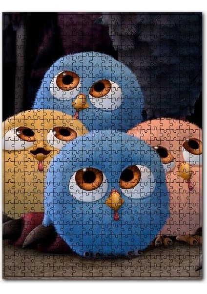 Renkli Kuşlar Karikatürü Görseli 120 Parça Puzzle Yapboz Mdf (Ahşap)
