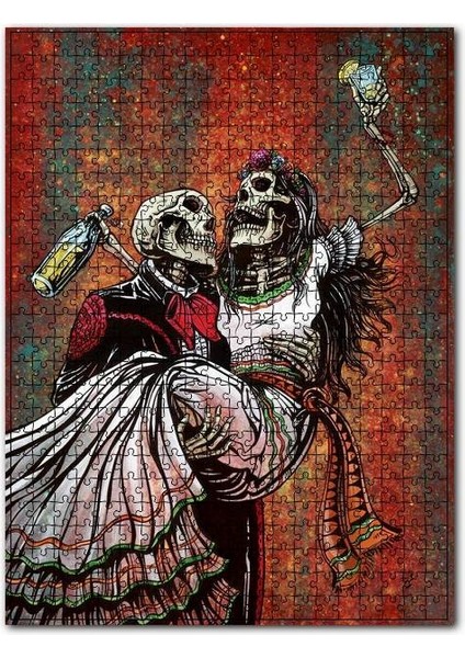 Parti Sonrası Sarhoş Iskeletler Görseli 120 Parça Puzzle Yapboz Mdf (Ahşap)