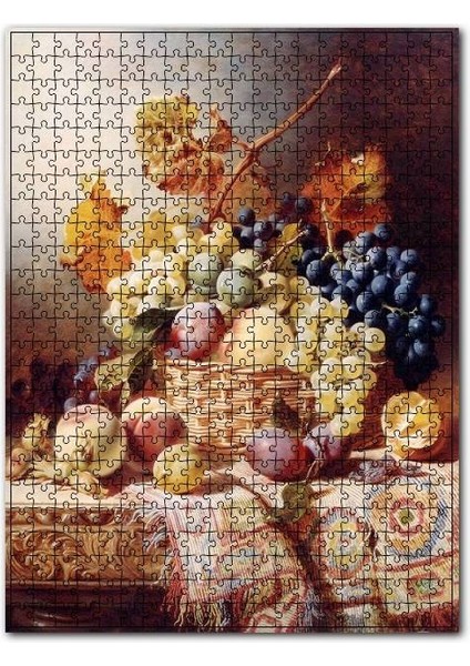 Sepette Taze Meyveler ve Yapraklar 120 Parça Puzzle Yapboz Mdf (Ahşap)