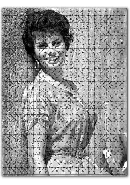 Sophia Loren Mutlu 1000 Parça Puzzle Yapboz Mdf (Ahşap)