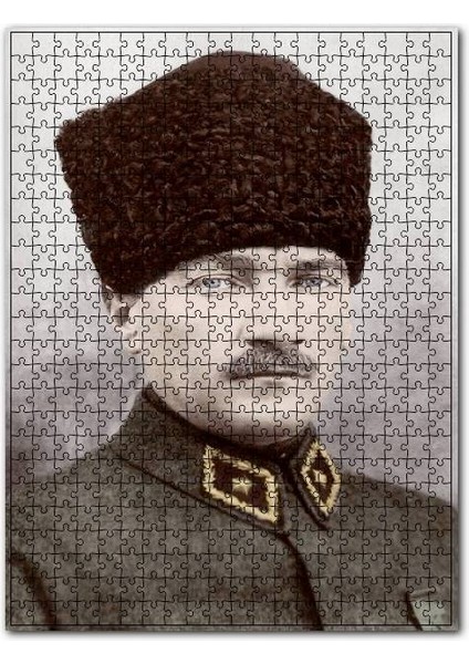 Kalpaklı Atatürk Portresi Görseli 120 Parça Puzzle Yapboz Mdf (Ahşap)