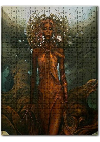 Afrikalı Tanrıça ve Yöresel Kıyafeti 120 Parça Puzzle Yapboz Mdf (Ahşap)