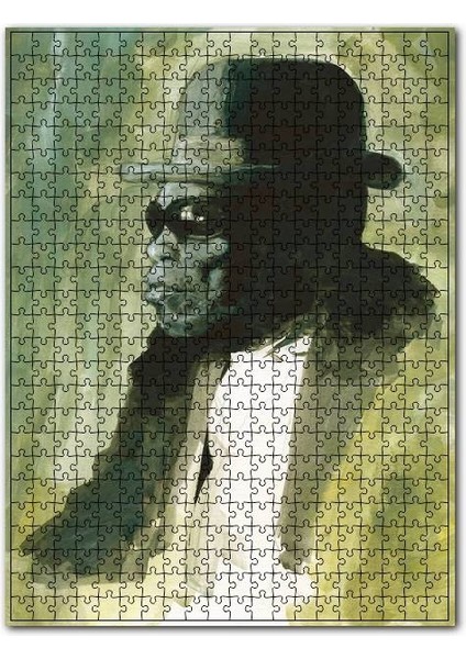 John Lee Hooper Suluboya Portre 120 Parça Puzzle Yapboz Mdf (Ahşap)