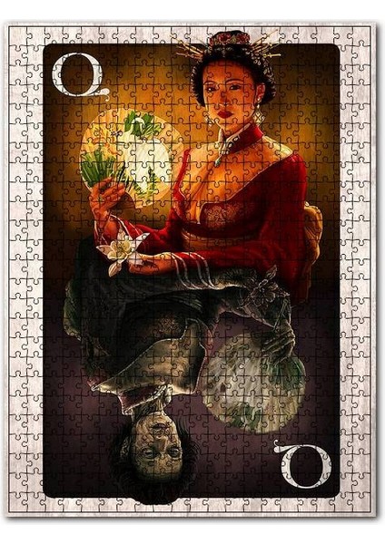 Iskambil Kağıdı Kadın Ölüm Hayelet Görseli 120 Parça Puzzle Yapboz Mdf (Ahşap)