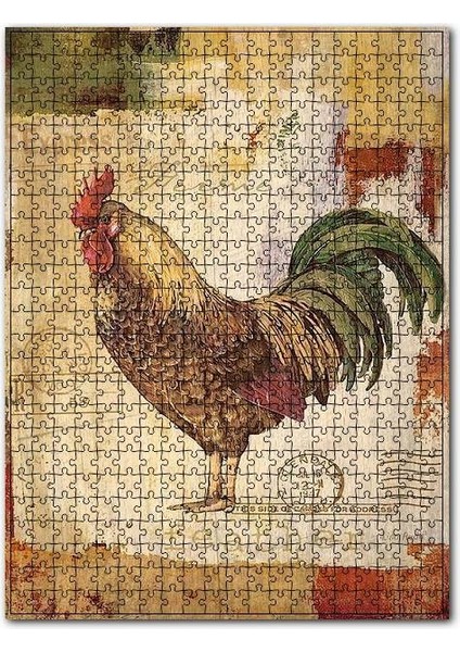 Kart Postalda Horoz Görseli 120 Parça Puzzle Yapboz Mdf (Ahşap)