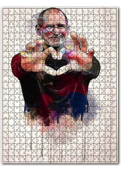 Steve Jobs Kalp Görsel 120 Parça Puzzle Yapboz Mdf (Ahşap)