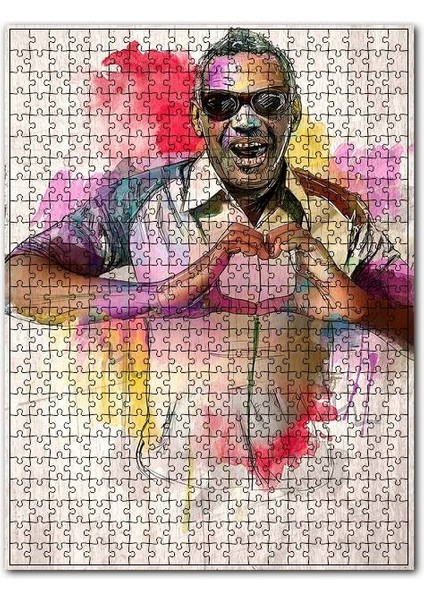 Ray Charles Kalp Görseli 120 Parça Puzzle Yapboz Mdf (Ahşap)