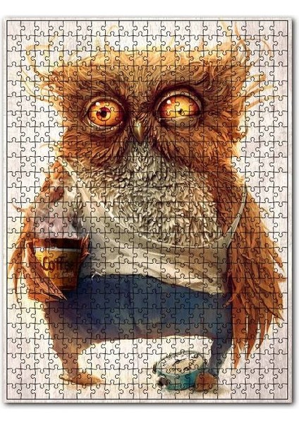 Uyanamayan Baykuş Görseli 120 Parça Puzzle Yapboz Mdf (Ahşap)