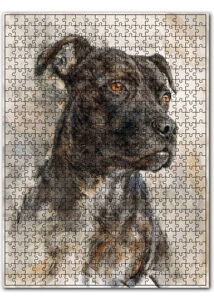 Siyah Beyaz Köpek Görseli 120 Parça Puzzle Yapboz Mdf (Ahşap)