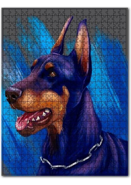 Doberman Dijital Çizim 255 Parça Puzzle Yapboz Mdf (Ahşap)