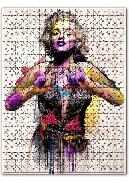 Marilyn Monroe Kalp Görseli 120 Parça Puzzle Yapboz Mdf (Ahşap)