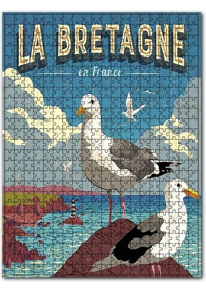 Fransa Deniz Martı Fener Görseli 1000 Parça Puzzle Yapboz Mdf (Ahşap)