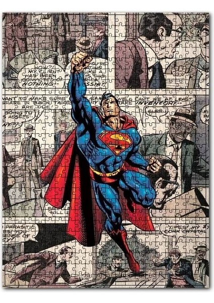 Süpermen Çizgi Roman Görsel 120 Parça Puzzle Yapboz Mdf (Ahşap)