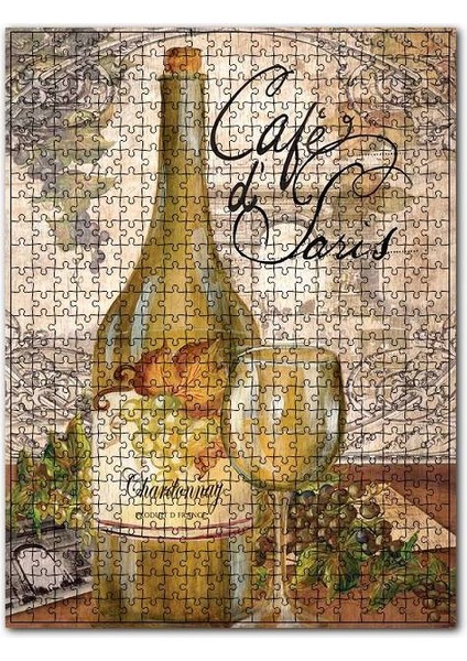 Chardonnay Şarap Afişi Görseli 120 Parça Puzzle Yapboz Mdf (Ahşap)
