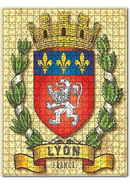 Lyon Logosu Afişi Görseli 1000 Parça Puzzle Yapboz Mdf (Ahşap)