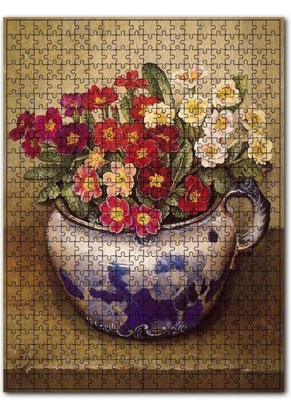 Eski Vazoda Çiçek Görseli 120 Parça Puzzle Yapboz Mdf (Ahşap)