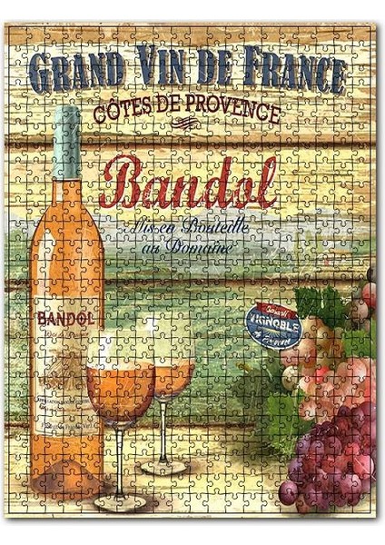 Badol Kırmızı Şarap ve Üzüm Görseli 255 Parça Puzzle Yapboz Mdf (Ahşap)