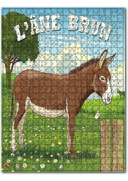 Kırda Kahve Rengi Eşek Şekilli Görsel 120 Parça Puzzle Yapboz Mdf (Ahşap)