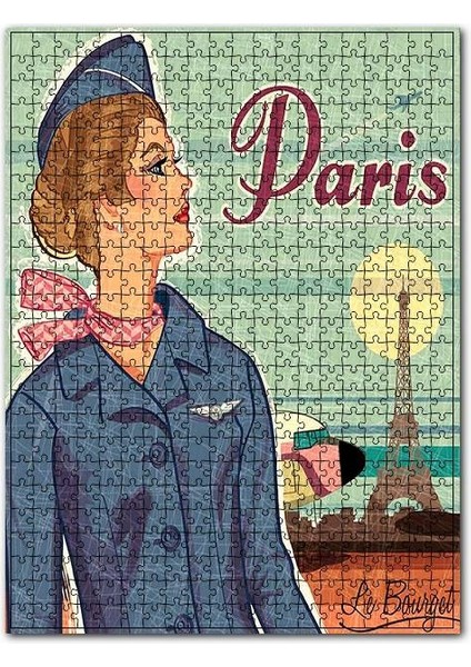 Pariste Hostes Afişi Görseli 255 Parça Puzzle Yapboz Mdf (Ahşap)