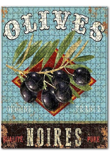 Siyah Zeytin Afişi Görseli 255 Parça Puzzle Yapboz Mdf (Ahşap)