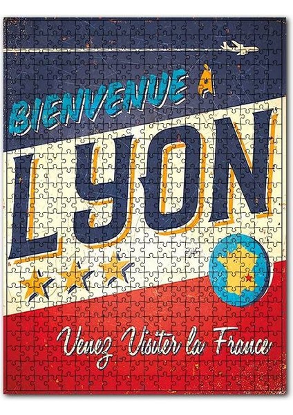 Lyon Uçuş Afişi Görseli 255 Parça Puzzle Yapboz Mdf (Ahşap)