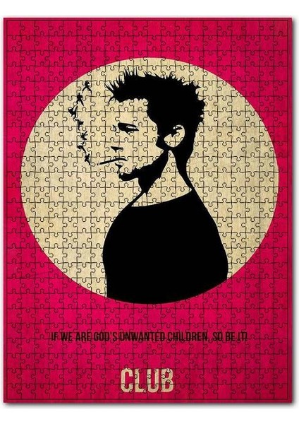 Eski Fight Club Figürü Afiş Görseli 120 Parça Puzzle Yapboz Mdf (Ahşap)