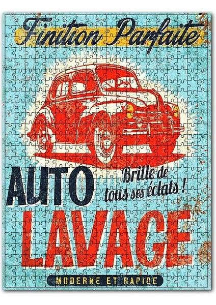 Geçmişten Otomobil Yarışı Görseli 255 Parça Puzzle Yapboz Mdf (Ahşap)