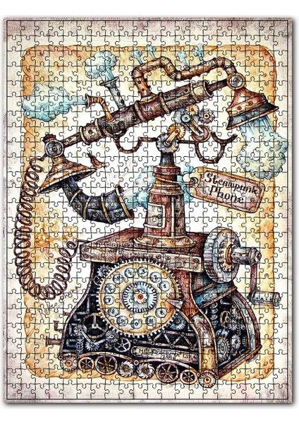Fantastik Nostalj Çevirmeli Telefon Görseli 120 Parça Puzzle Yapboz Mdf (Ahşap)