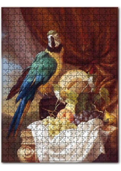 Macaw Papağanı ve Taze Meyveler 120 Parça Puzzle Yapboz Mdf (Ahşap)