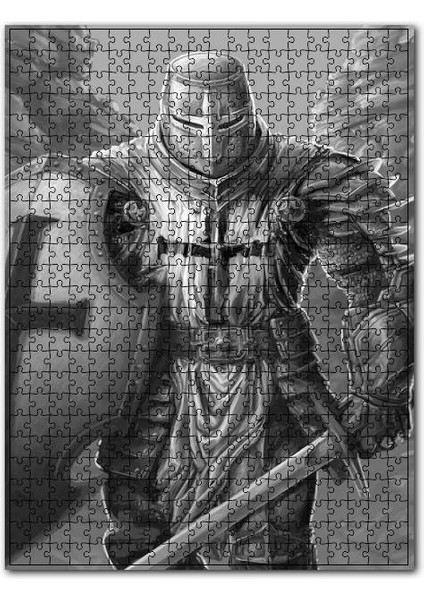 Tam Zırhlı Haçlı Askeri Siyah Beyaz 120 Parça Puzzle Yapboz Mdf (Ahşap)