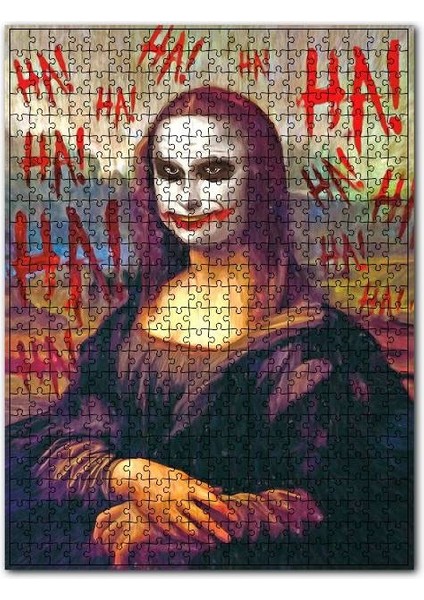 Joker Imajlı Mona Lisa Görseli 120 Parça Puzzle Yapboz Mdf (Ahşap)