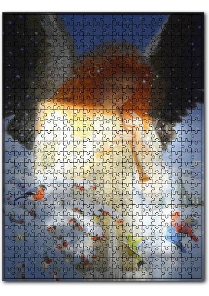 Kaval Çalan Melek Karlar ve Kuşlar 120 Parça Puzzle Yapboz Mdf (Ahşap)