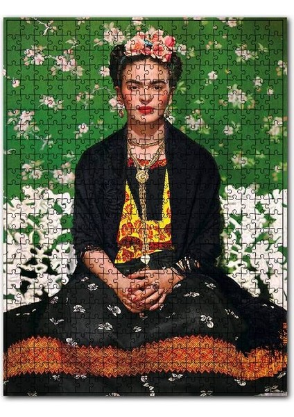 Eskitilmiş Frida Kahlo Baskılı Görsel 120 Parça Puzzle Yapboz Mdf (Ahşap)