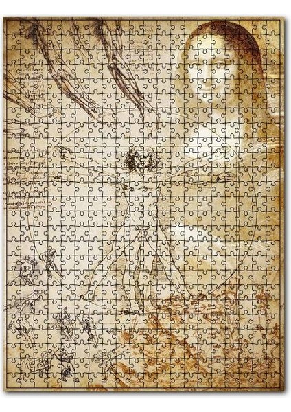 Leonardo Da Vinci Çizimleri ve Mona Lisa 500 Parça Puzzle Yapboz Mdf (Ahşap)