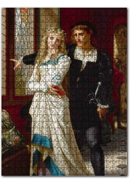 Sarayda Bir Hanımefendi ve Şövalye 120 Parça Puzzle Yapboz Mdf (Ahşap)