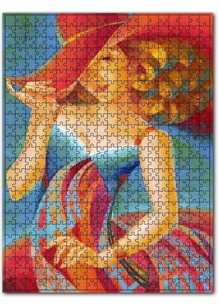 Renklerin Dansı Elbiseli ve Şapkalı Kız 1000 Parça Puzzle Yapboz Mdf (Ahşap)